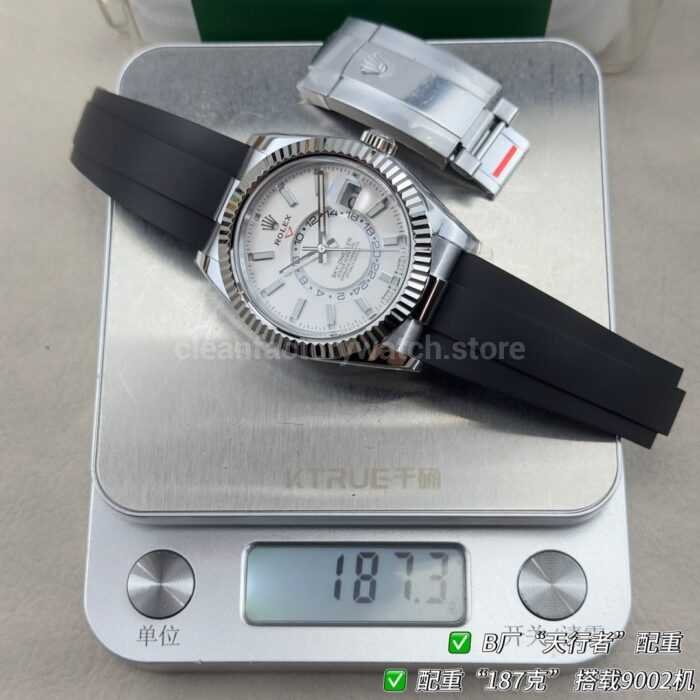 B Factory Rolex Sky-Dweller 336239-0003 42mm White Gold Oysterflex White Dial - Image 11