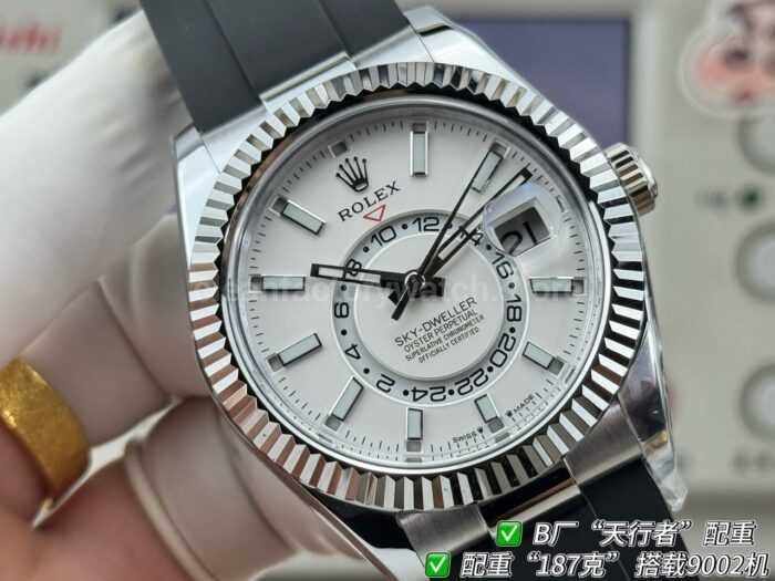 B Factory Rolex Sky-Dweller 336239-0003 42mm White Gold Oysterflex White Dial - Image 4