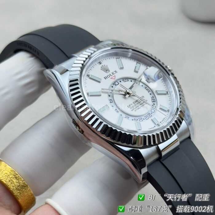B Factory Rolex Sky-Dweller 336239-0003 42mm White Gold Oysterflex White Dial - Image 6
