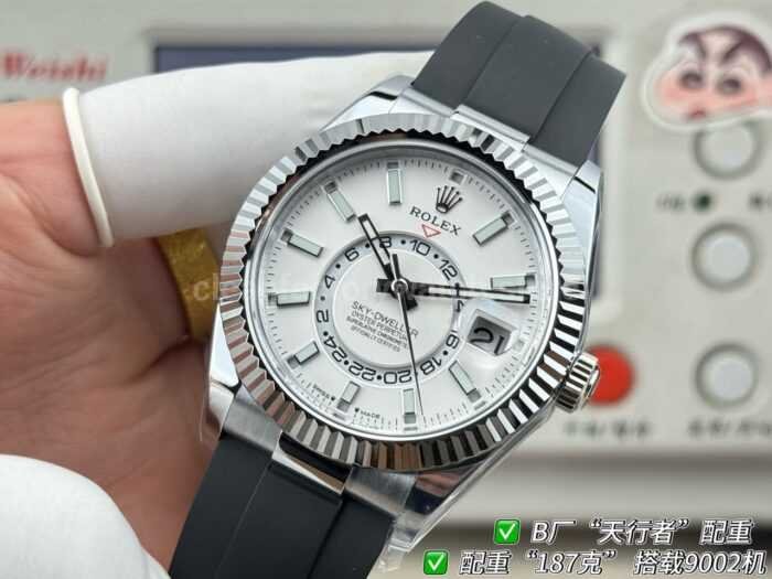 B Factory Rolex Sky-Dweller 336239-0003 42mm White Gold Oysterflex White Dial - Image 3