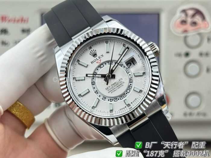 B Factory Rolex Sky-Dweller 336239-0003 42mm White Gold Oysterflex White Dial - Image 2