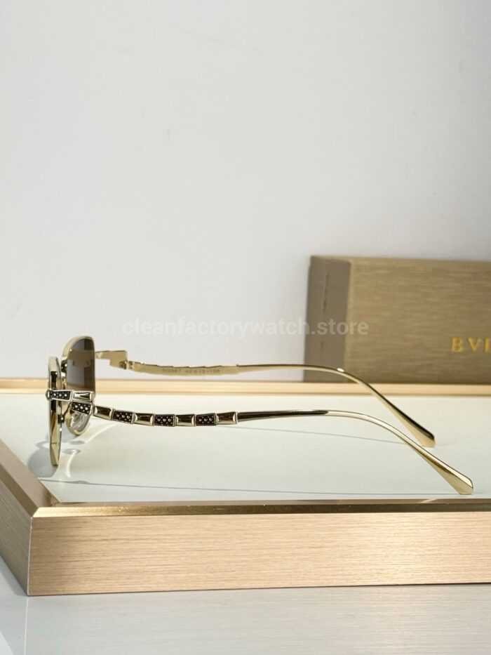 Bottega Veneta 5G587 Square Sunglasses | Light Gold Frame & Brown Gradient Lenses - Image 10