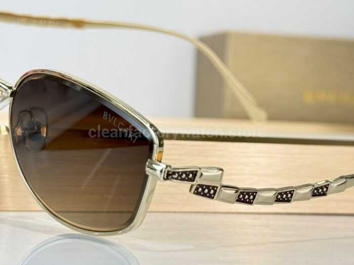 Bottega Veneta 5G587 Square Sunglasses | Light Gold Frame & Brown Gradient Lenses - Image 6