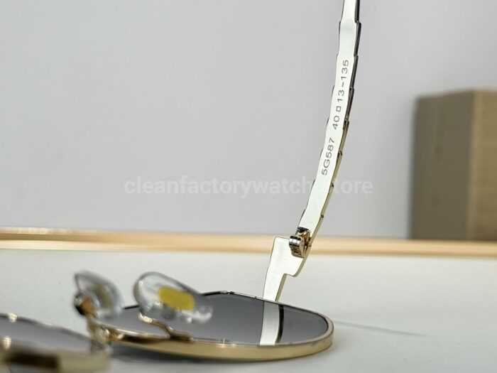 Bottega Veneta 5G587 Square Sunglasses | Light Gold Frame & Brown Gradient Lenses - Image 9