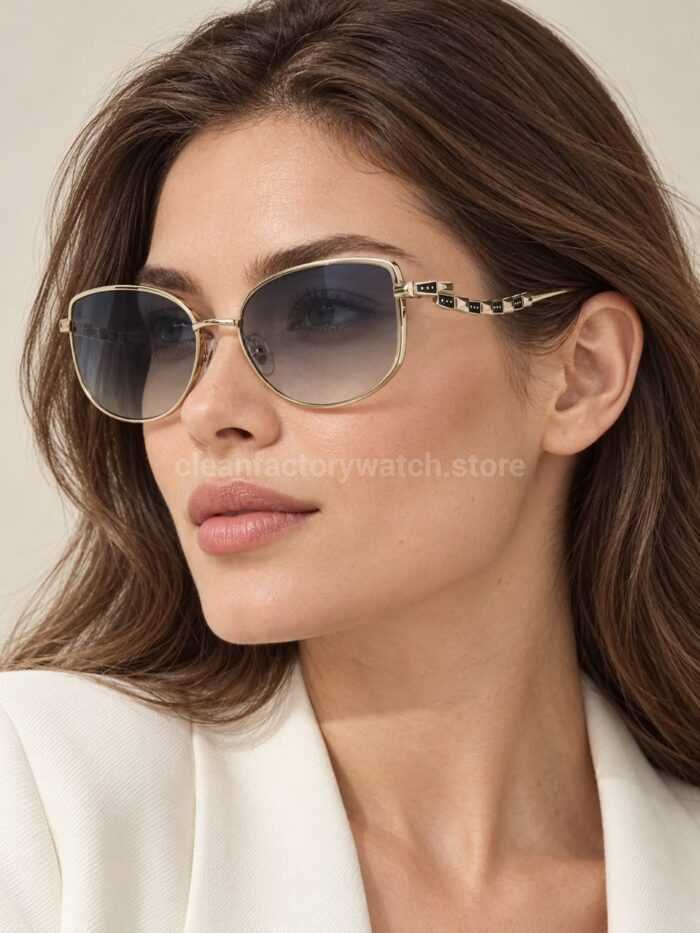 Bottega Veneta 5G587 Square Sunglasses | Light Gold Frame & Grey Gradient Lenses - Image 2