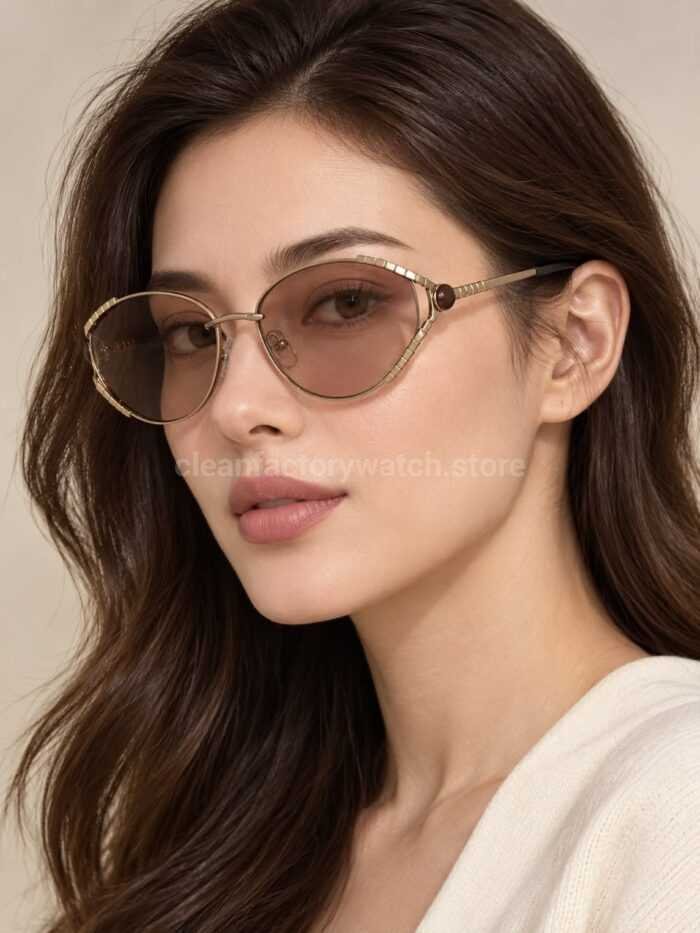 Bvlgari BV5025 S Butterfly Sunglasses | Light Gold Frame & Light Brown Lenses - Image 2