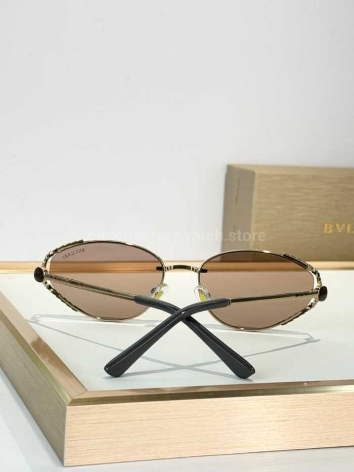 Bvlgari BV5025 S Butterfly Sunglasses | Light Gold Frame & Light Brown Lenses - Image 4