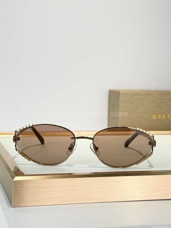 Bvlgari BV5025 S Butterfly Sunglasses | Light Gold Frame & Light Brown Lenses - Image 3
