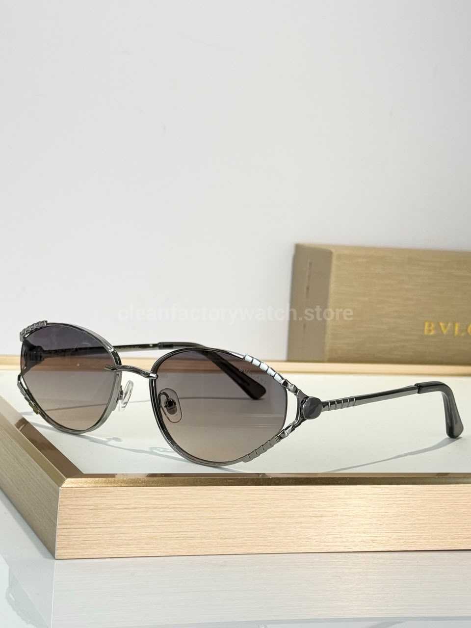 Bvlgari BV5025 S Butterfly Sunglasses | Silver Frame & Grey Gradient Lenses