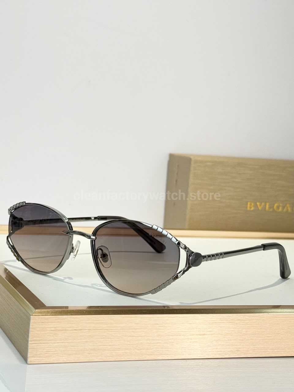 Bvlgari BV5025 S Butterfly Sunglasses | Silver Frame & Grey Gradient Lenses