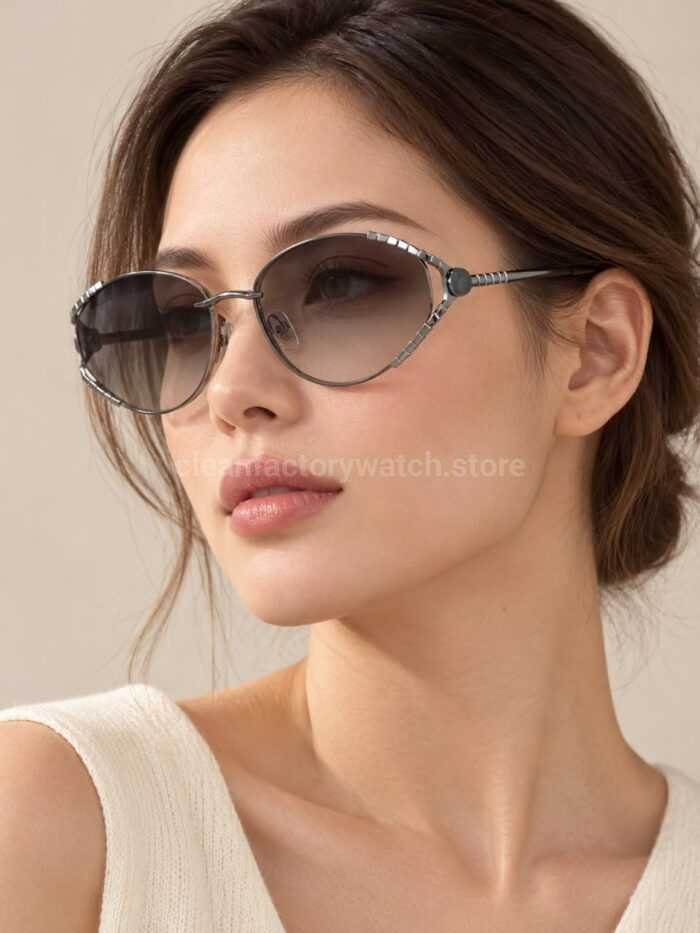 Bvlgari BV5025 S Butterfly Sunglasses | Silver Frame & Grey Gradient Lenses - Image 2