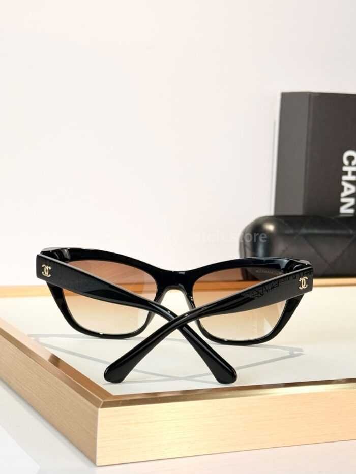 Chanel CH3518 Cat-Eye Sunglasses | Black Frame with Brown Gradient Lenses - Image 9