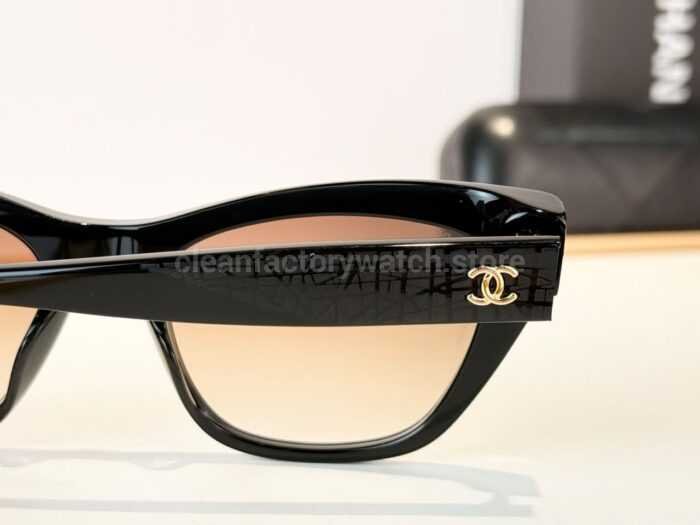 Chanel CH3518 Cat-Eye Sunglasses | Black Frame with Brown Gradient Lenses - Image 6