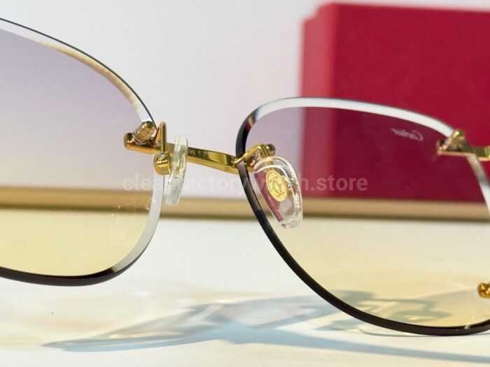 Cartier CT02283O Rimless Sunglasses | Gold-Tone Panther Temples & Purple–Yellow Gradient Lenses - Image 10