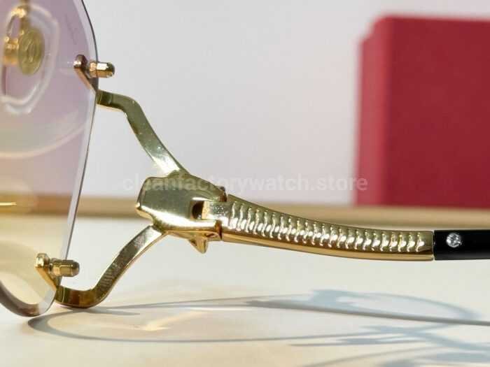 Cartier CT02283O Rimless Sunglasses | Silver-Tone Panther Temples & Grey Gradient Lenses - Image 3