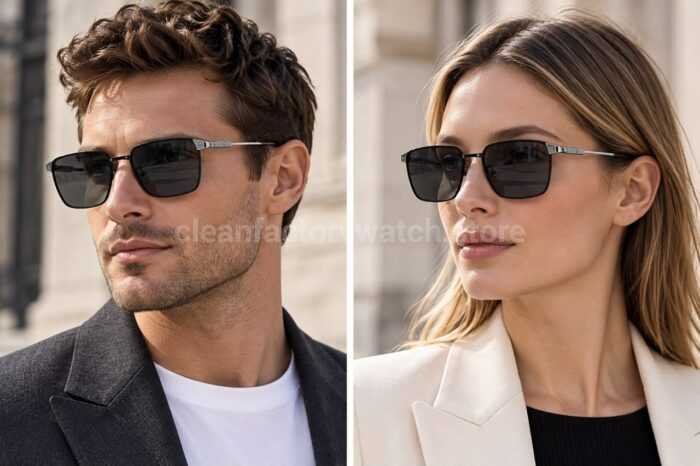 Cartier CT0614O Titanium Square Sunglasses | Black Frame, Silver-Tone Temples & Dark Grey Lenses - Image 2