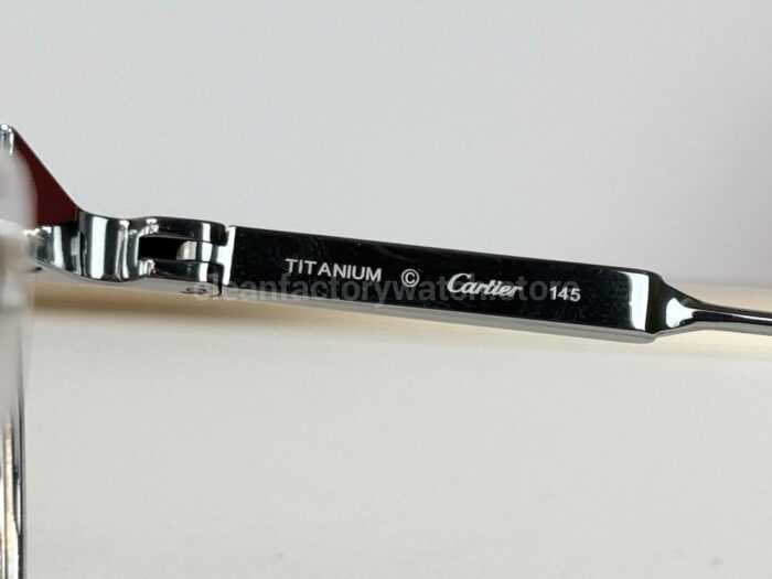 Cartier CT0614O Titanium Square Sunglasses | Black Frame, Silver-Tone Temples & Dark Grey Lenses - Image 4
