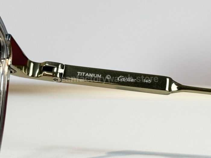 Cartier CT0614O Titanium Square Sunglasses Silver Tone Frame, Black Temples & Dark Grey Lenses - Image 3
