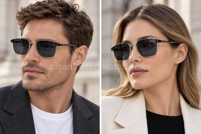 Cartier CT0614O Titanium Square Sunglasses Silver Tone Frame, Black Temples & Dark Grey Lenses - Image 2