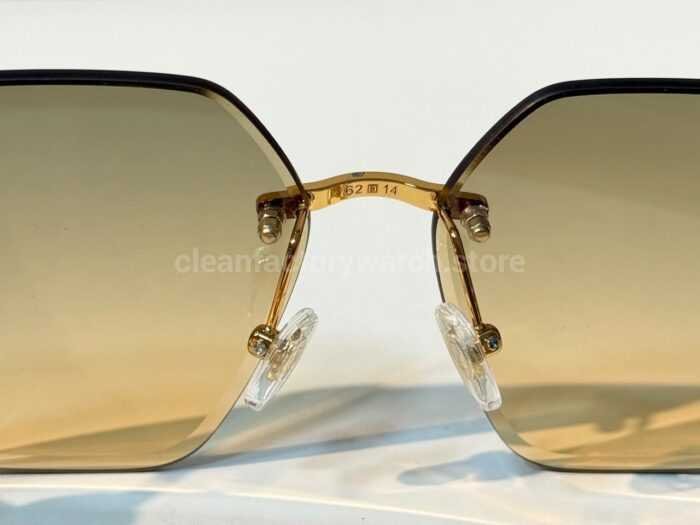 Cartier CT7194S Rimless Sunglasses | Gold-Tone Temples, Green Circular Accents & Grey-Green to Yellow Gradient Lenses - Image 7