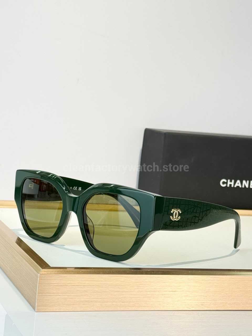 Chanel 5571 Cat-Eye Sunglasses | Dark Green Frame & Olive Green Lenses