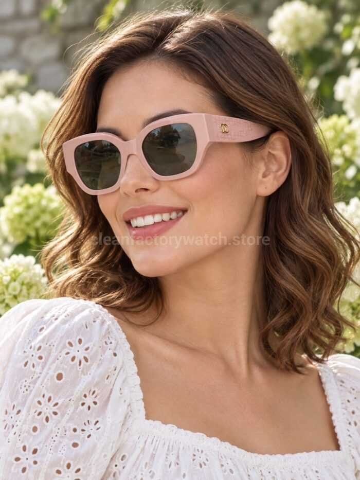 Chanel 5571 Cat-Eye Sunglasses | Light Pink Frame & Dark Grey-Green Lenses - Image 2