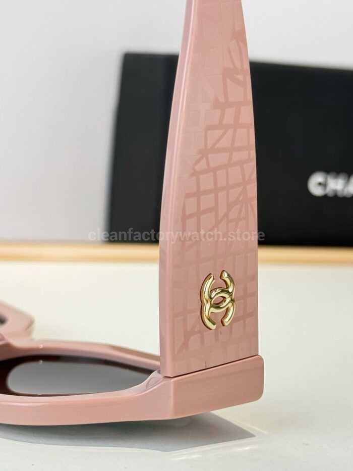Chanel 5571 Cat-Eye Sunglasses | Light Pink Frame & Dark Grey-Green Lenses - Image 7