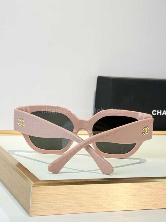 Chanel 5571 Cat-Eye Sunglasses | Light Pink Frame & Dark Grey-Green Lenses - Image 6