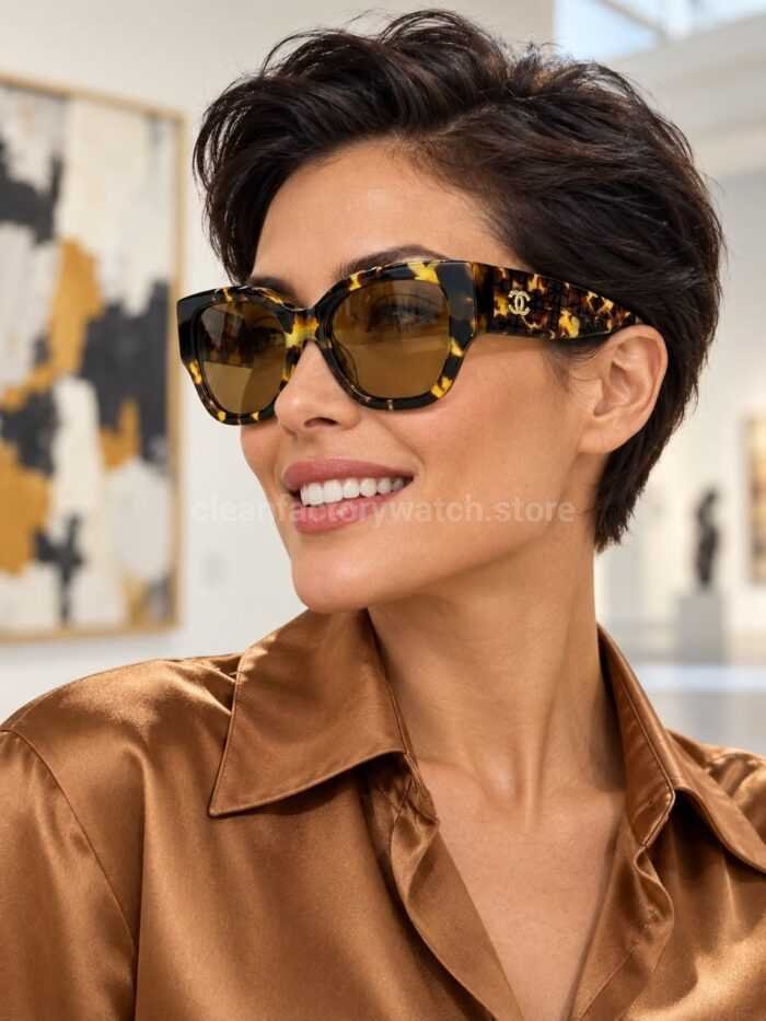 Chanel 5571 Cat-Eye Sunglasses | Tortoiseshell Frame & Amber Brown Lenses - Image 2