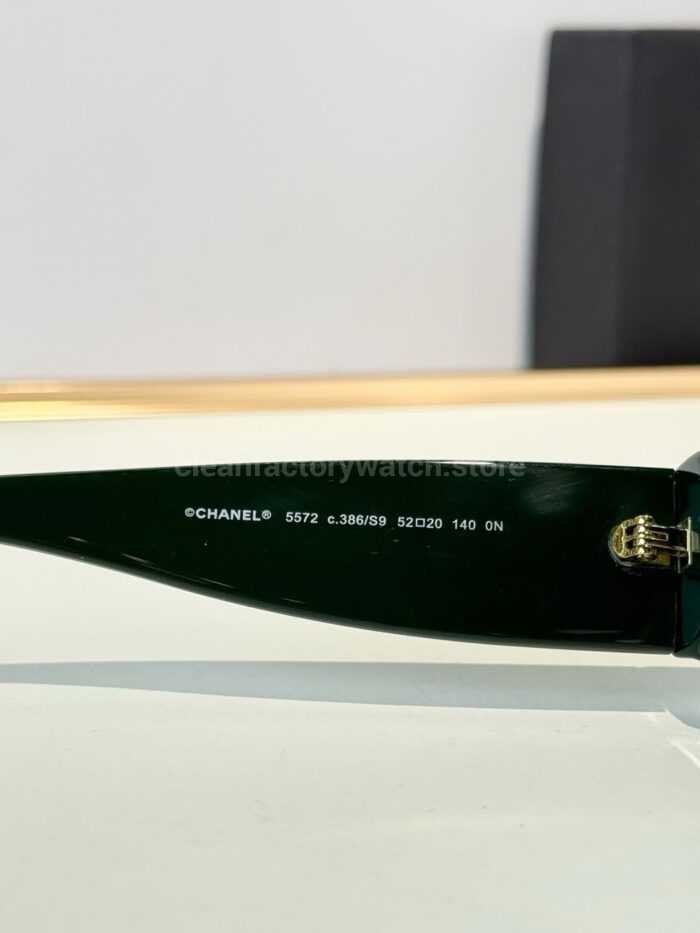 Chanel 5572 Square Sunglasses | Dark Green Frame & Olive Green Lenses - Image 5