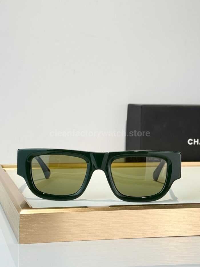 Chanel 5572 Square Sunglasses | Dark Green Frame & Olive Green Lenses - Image 3