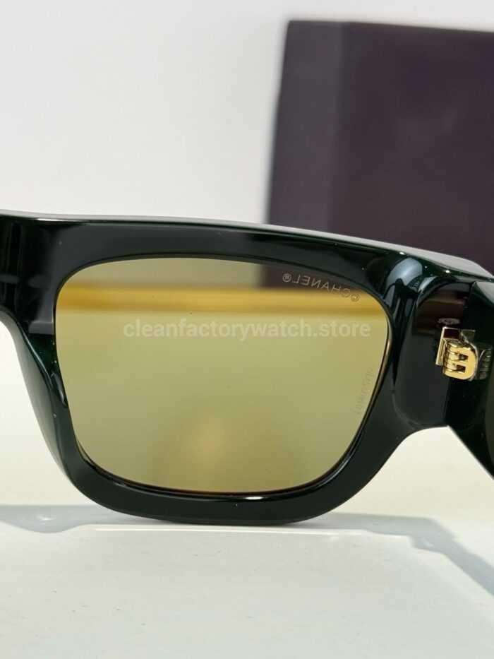 Chanel 5572 Square Sunglasses | Dark Green Frame & Olive Green Lenses - Image 5