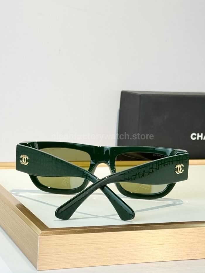 Chanel 5572 Square Sunglasses | Dark Green Frame & Olive Green Lenses - Image 9