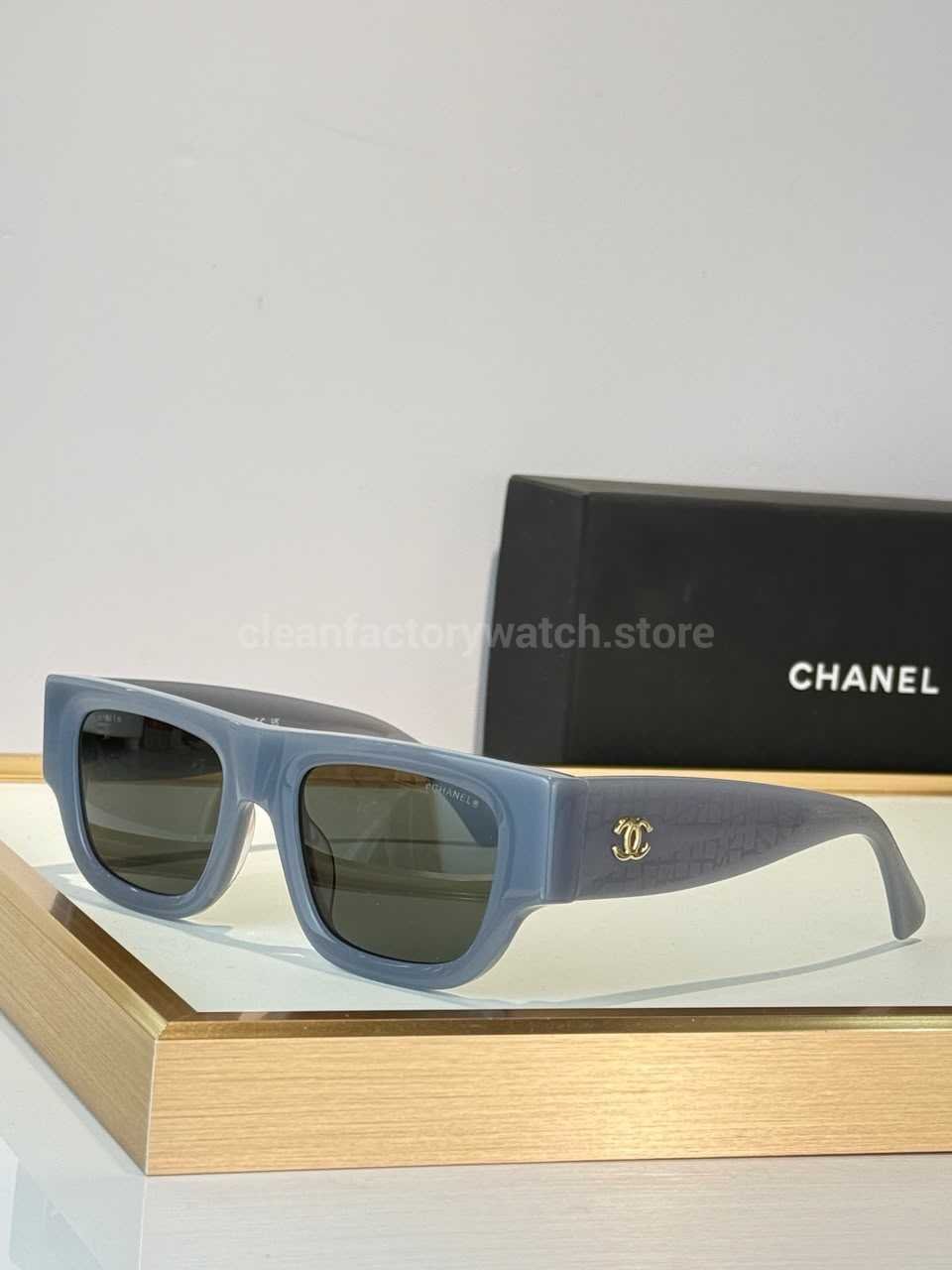 Chanel 5572 Square Sunglasses | Grey-Blue Frame & Dark Grey-Green Lenses