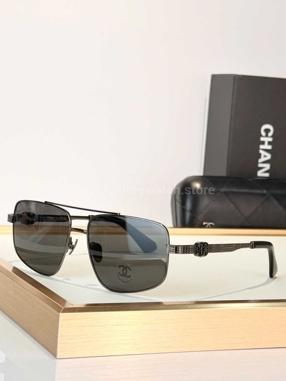 Chanel CH3514 Double-Bridge Square Sunglasses | Gunmetal Frame with Dark Grey Lenses