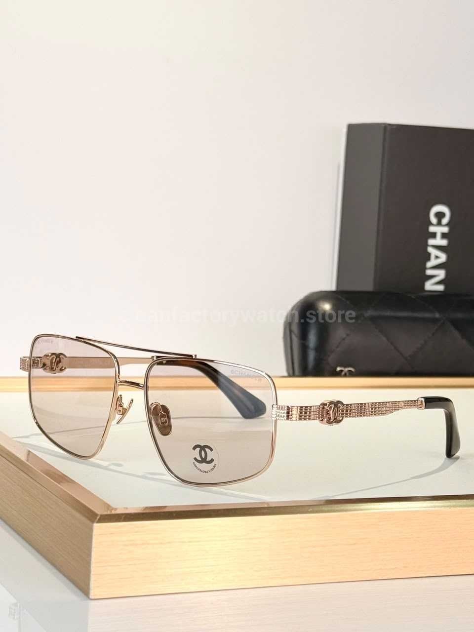 Chanel CH3514 Double-Bridge Square Sunglasses | Rose Gold Frame with Light Pink Gradient Lenses