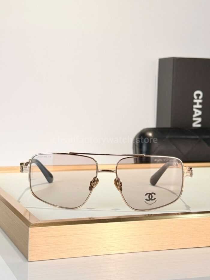 Chanel CH3514 Double-Bridge Square Sunglasses | Rose Gold Frame with Light Pink Gradient Lenses - Image 3