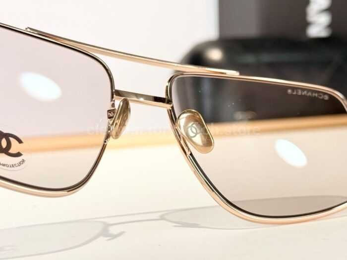 Chanel CH3514 Double-Bridge Square Sunglasses | Rose Gold Frame with Light Pink Gradient Lenses - Image 7