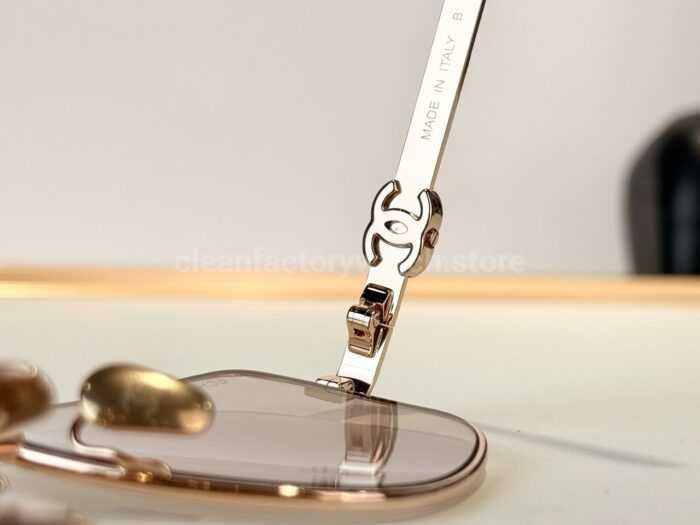Chanel CH3514 Double-Bridge Square Sunglasses | Rose Gold Frame with Light Pink Gradient Lenses - Image 9