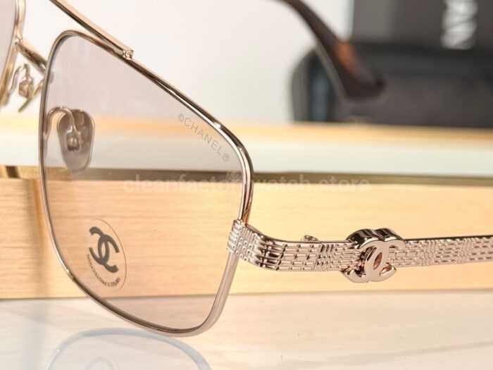 Chanel CH3514 Double-Bridge Square Sunglasses | Rose Gold Frame with Light Pink Gradient Lenses - Image 6