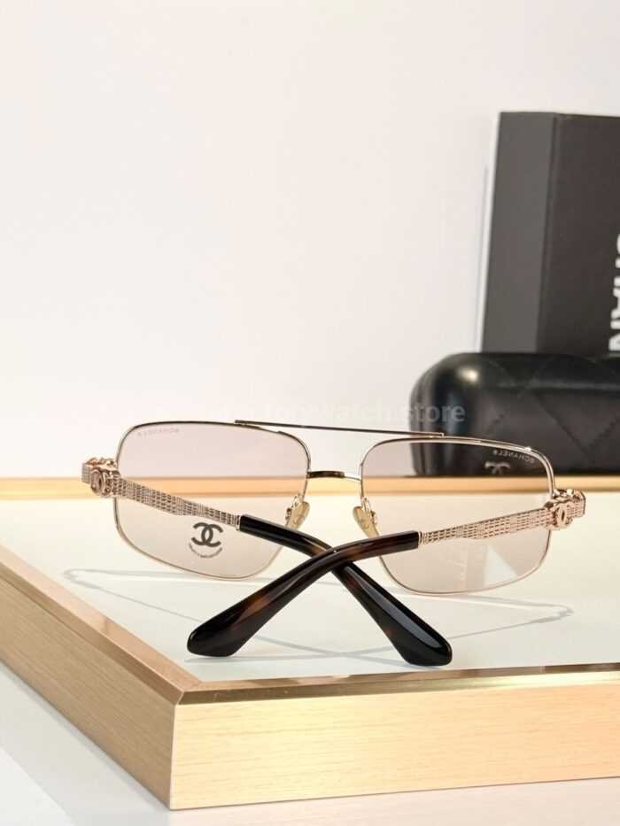 Chanel CH3514 Double-Bridge Square Sunglasses | Rose Gold Frame with Light Pink Gradient Lenses - Image 5