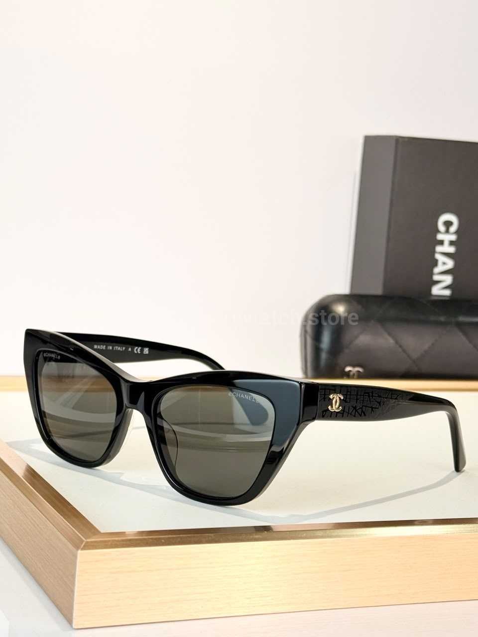 Chanel CH3518 Cat-Eye Sunglasses | Black Frame with Grey-Green Lenses