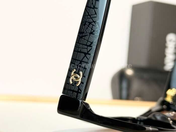 Chanel CH3518 Cat-Eye Sunglasses | Black Frame with Grey-Green Lenses - Image 3