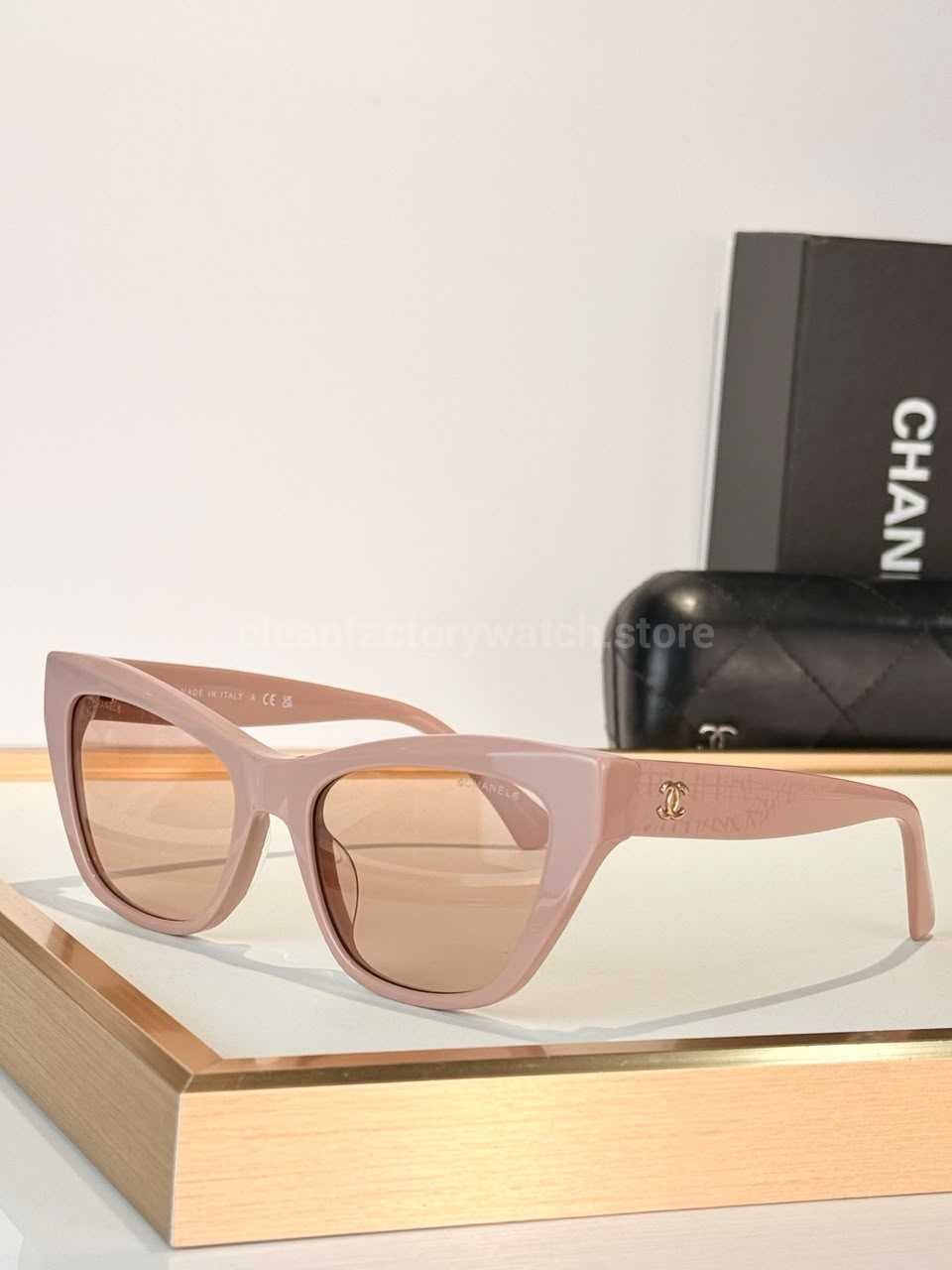Chanel CH3518 Cat-Eye Sunglasses | Pink Frame with Light Brown Lenses