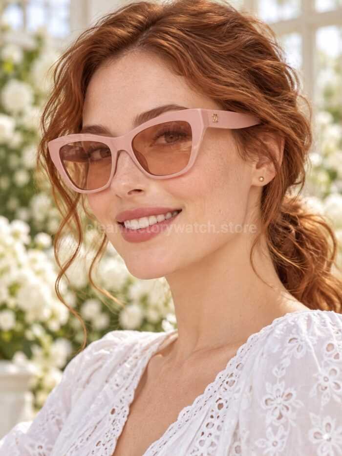 Chanel CH3518 Cat-Eye Sunglasses | Pink Frame with Light Brown Lenses - Image 2