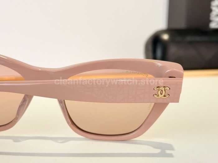 Chanel CH3518 Cat-Eye Sunglasses | Pink Frame with Light Brown Lenses - Image 4