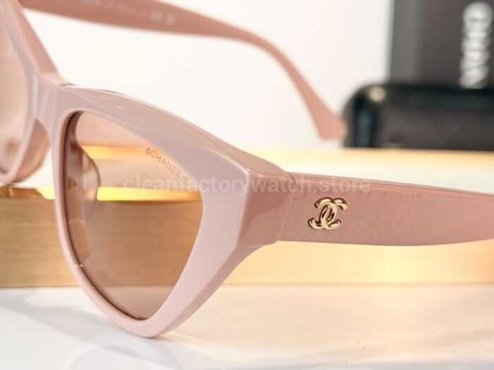 Chanel CH3518 Cat-Eye Sunglasses | Pink Frame with Light Brown Lenses - Image 5