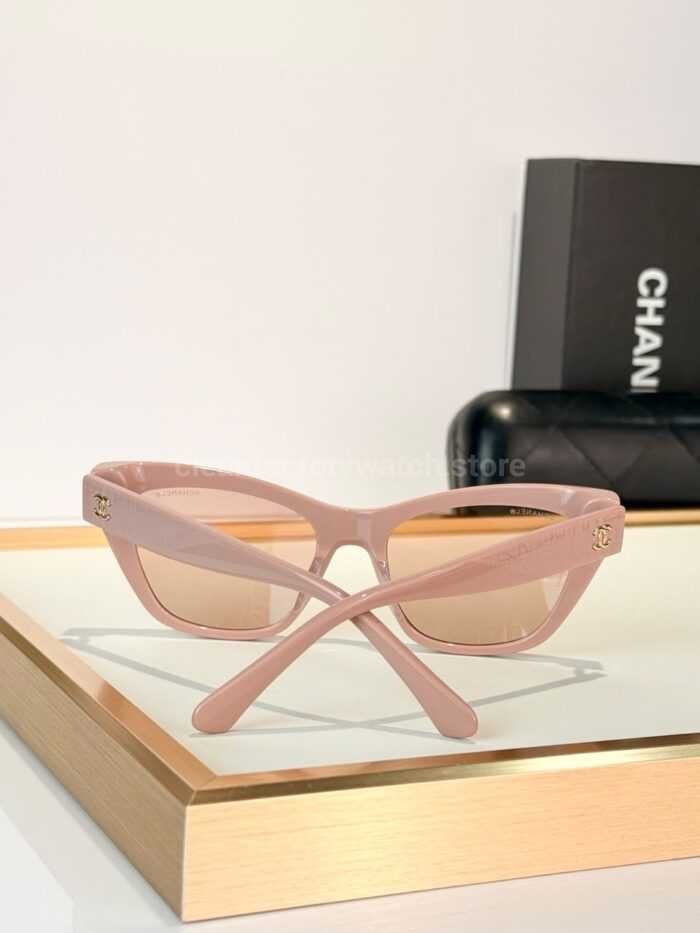 Chanel CH3518 Cat-Eye Sunglasses | Pink Frame with Light Brown Lenses - Image 6
