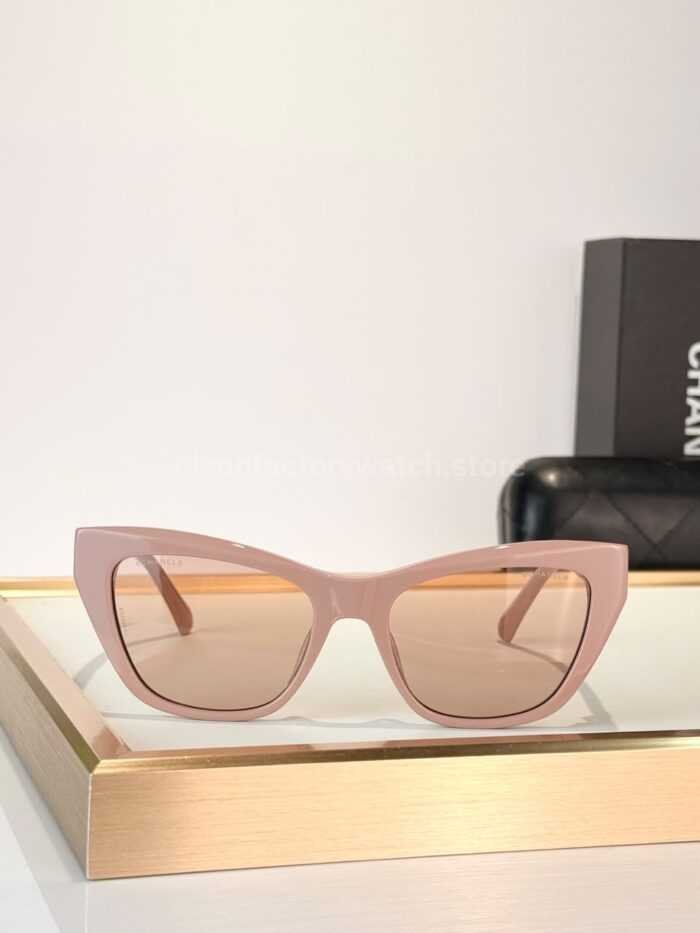 Chanel CH3518 Cat-Eye Sunglasses | Pink Frame with Light Brown Lenses - Image 3
