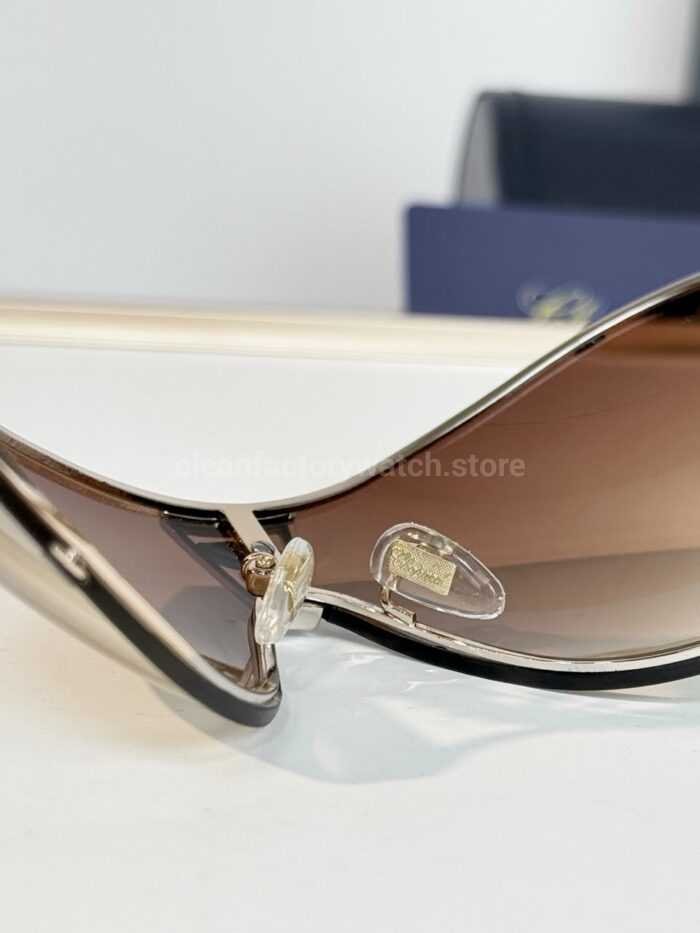Chopard SCH863S Shield Sunglasses | Gold & Burgundy Frame with Brown Gradient Lens - Image 8